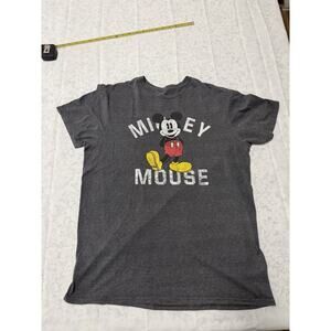Mens Dark Grey Size Large Mickey Mouse Short Sleeve Tee W/ Measurements